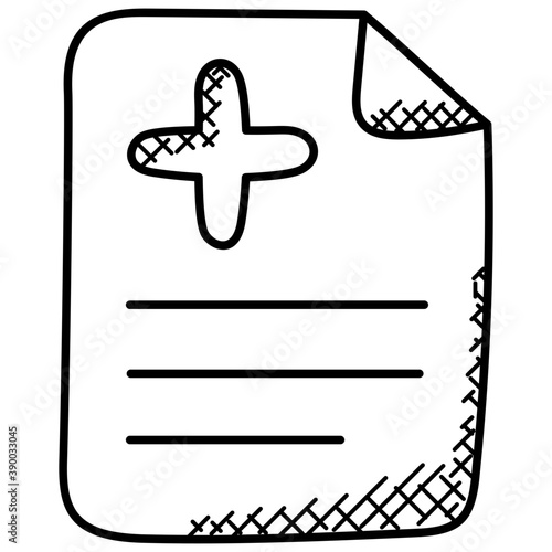 
A document with medical plus sign representing medical related paperwork or prescription
