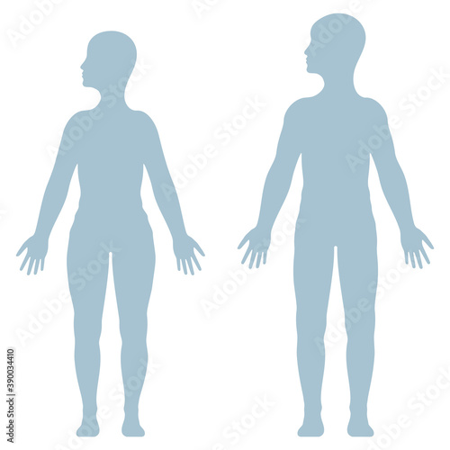 Female and male human body. Healthcare infographic elements. Vector illustration isolated on white background.