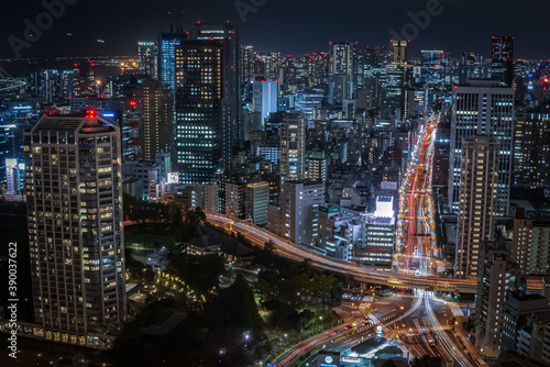 city skyline at night