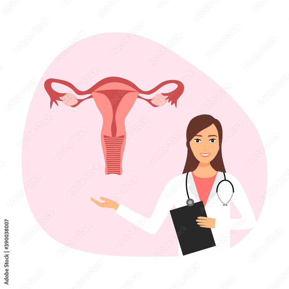 Doctor explaining on uterus structure and woman disease concept vector ...