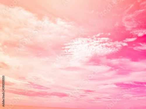 Pink sky and bright white clouds