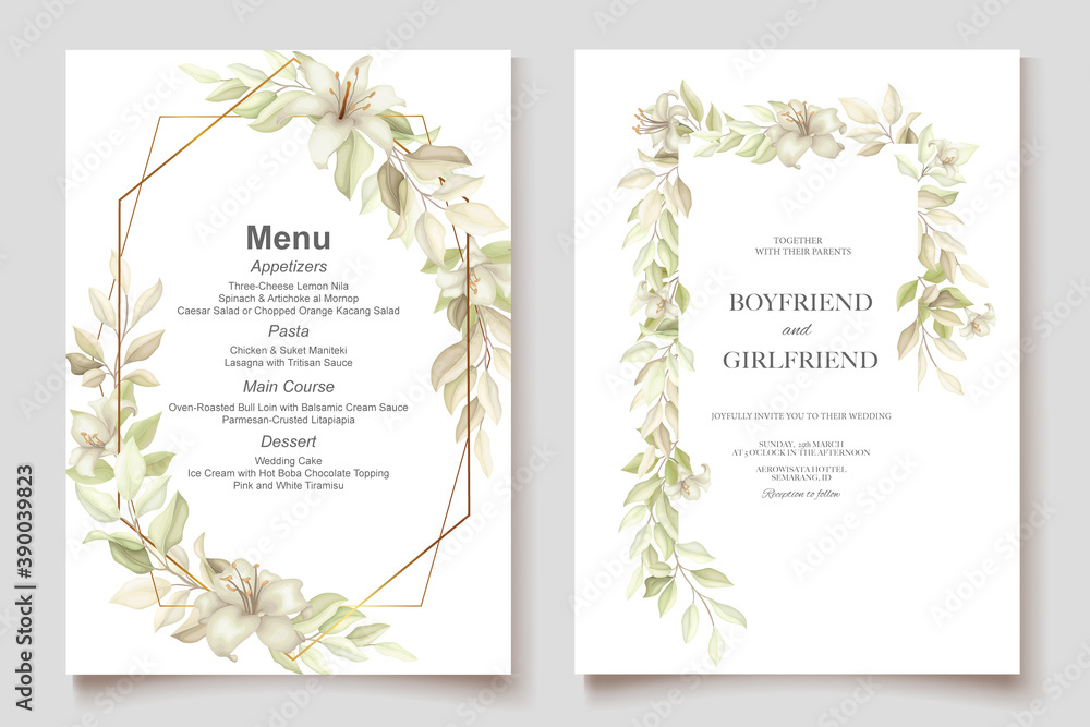 Elegant beautiful soft floral and wedding invitation