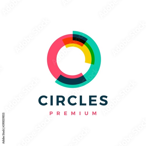 abstract circle overlapping color logo vector icon illustration