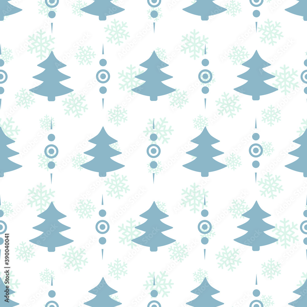Vector seamless pattern with Christmas trees; for wrapping paper, greeting cards.