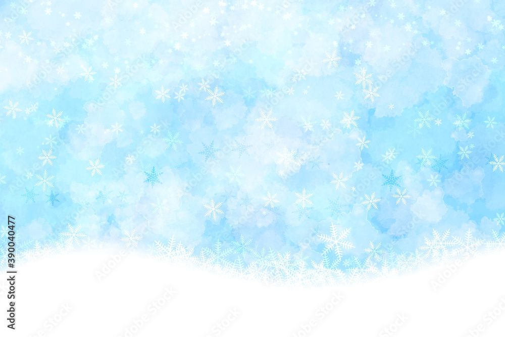 ブルーを背景に光輝く雪の結晶
ブルーを背景に光輝く雪の結晶