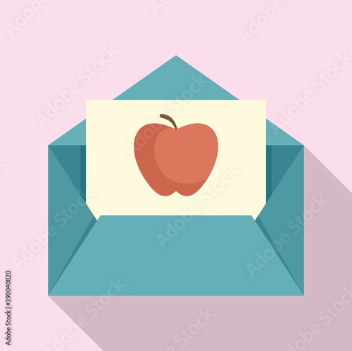 Envelope red apple newtons day icon. Flat illustration of envelope red apple newtons day vector icon for web design