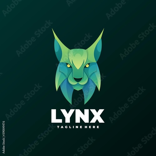 Vector Logo Illustration Lynx Gradient Colorful Style.