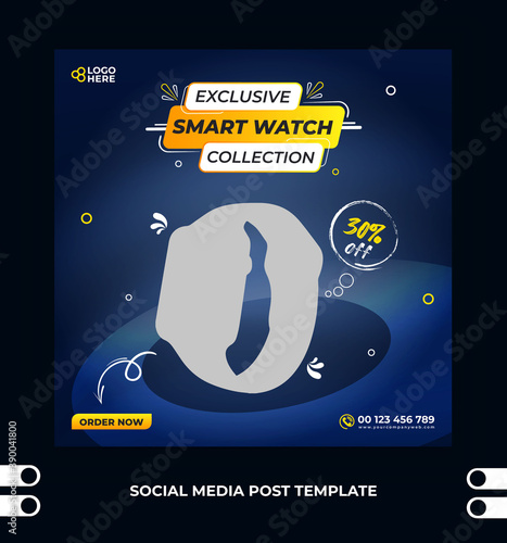 Social media square post template design for smart watch sale