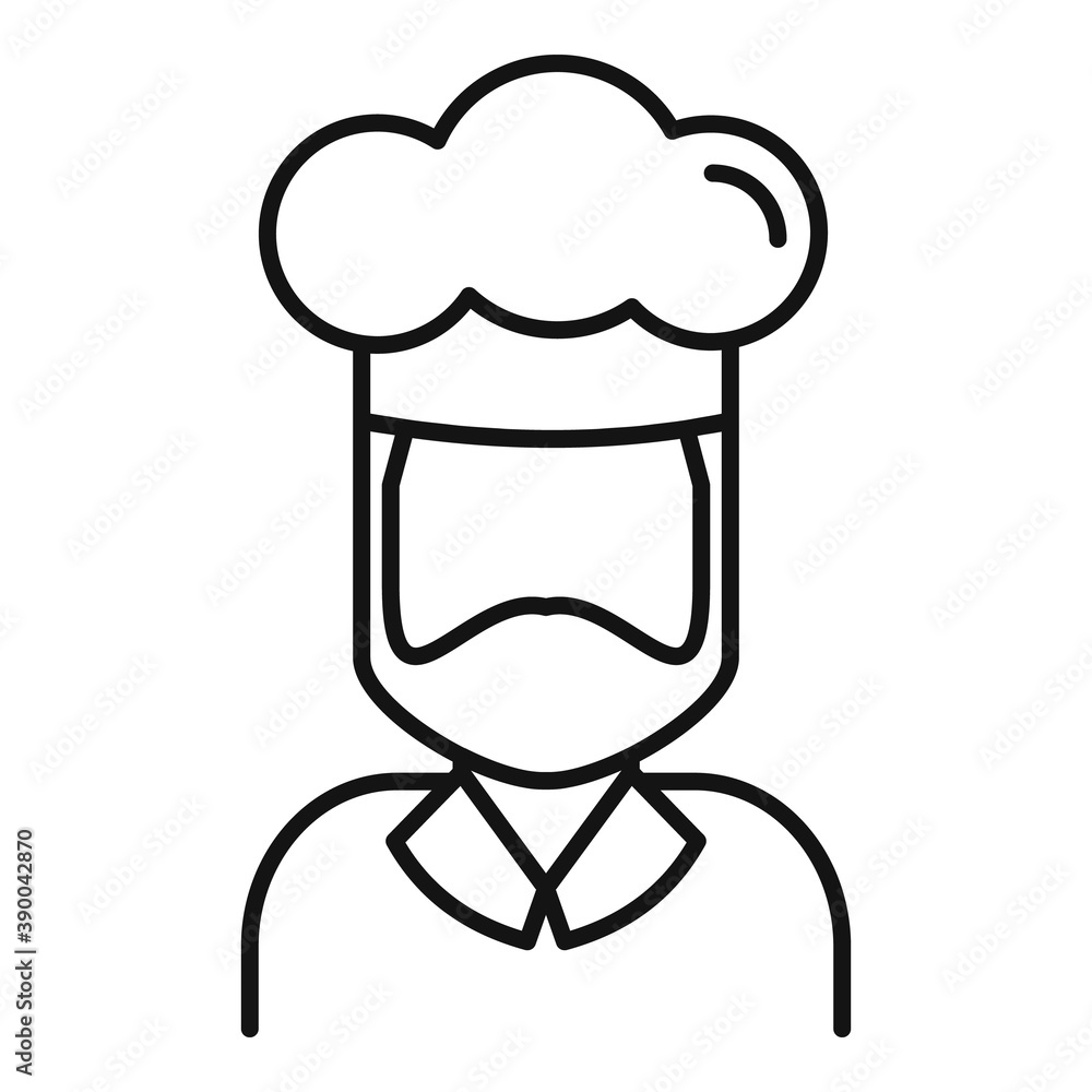 French chef icon. Outline french chef vector icon for web design isolated on white background