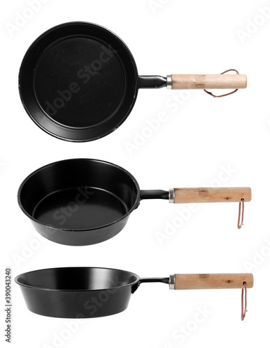 iron black pan on white background