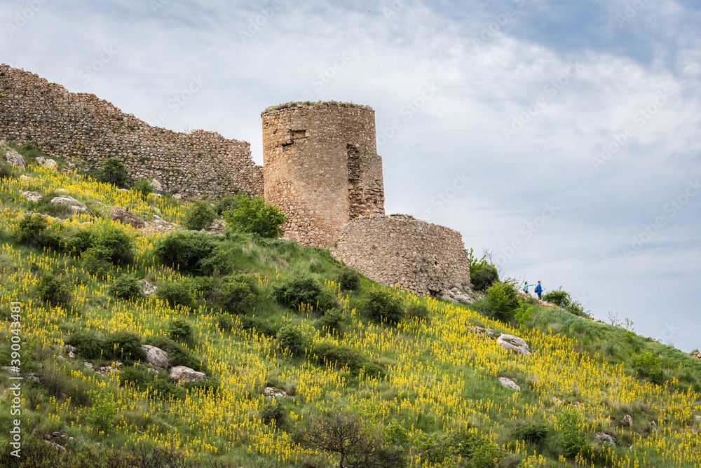 Tower and wall of ancient Genoese fortress Cembalo built around 1343 near the modern city of Balaklava on the Crimean Peninsula
