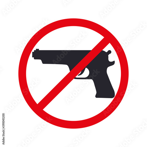 no gun. black pistol icon in a crossed-out red circle.