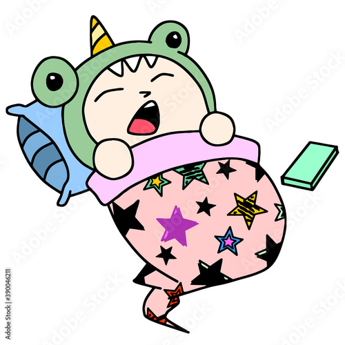 cute little boy sleeping soundly. vector illustration of cartoon character mascot