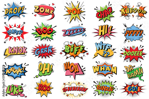 Comic book bubbles doodle set