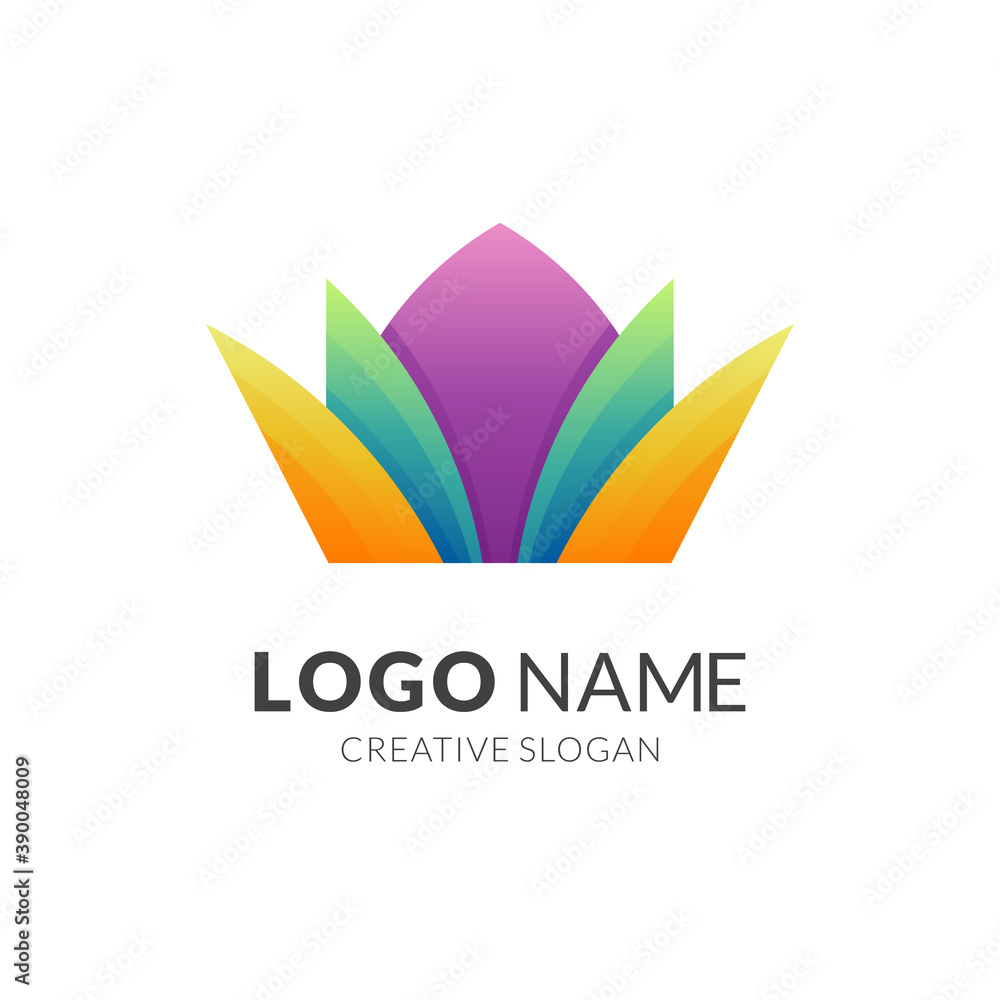crown logo design with 3d colorful style crown logo design with 3d colorful style
