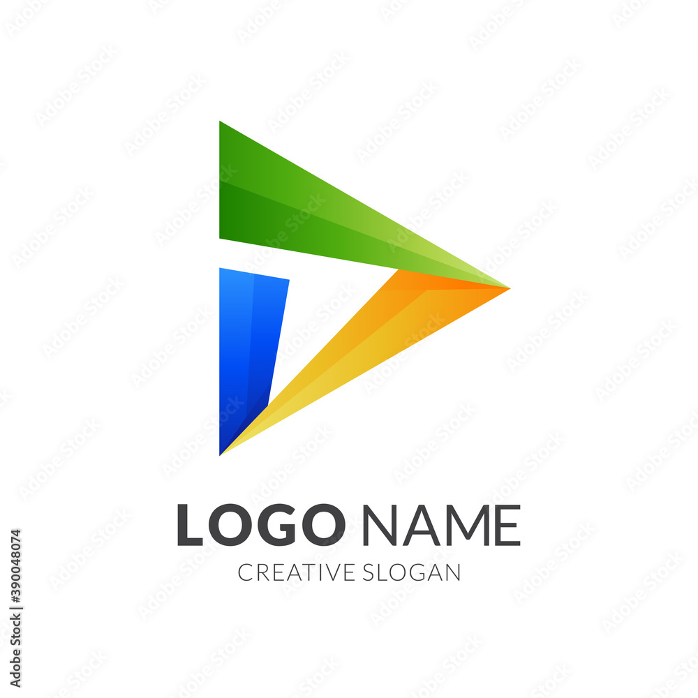 play button logo design with 3d colorful style play button logo design with 3d colorful style