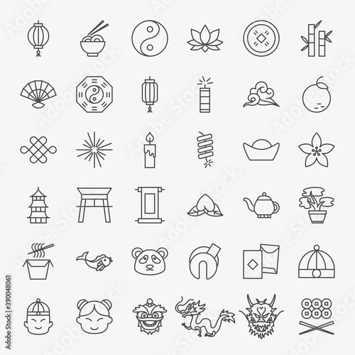 China Line Icons Set