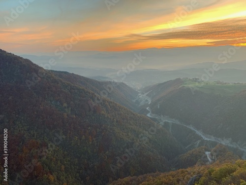 Landscape photography of mountain view with scenic sunset