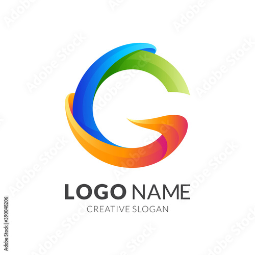 letter G logo abstract with 3d colorful style