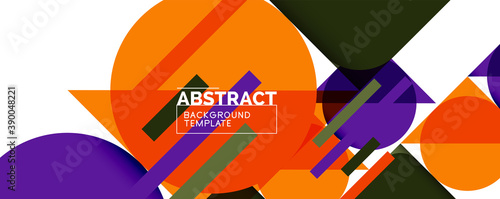 Clean minimal geometric abstract background with triangles and circles. Vector illustration for covers, banners, flyers and posters and other designs