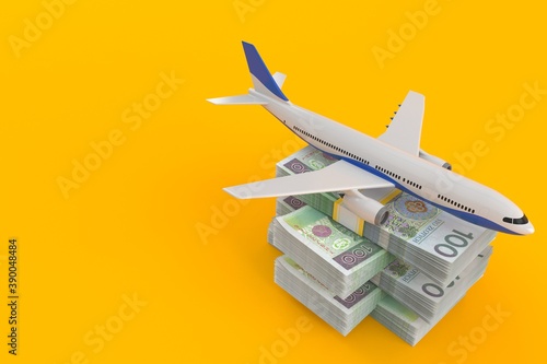 Airplane on stack of money