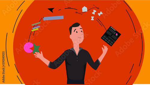 Motion designer workspace. Designer using work station to create animated explainer video.