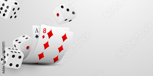Playing card. Winning poker hand casino chips flying realistic tokens for gambling  cash for roulette or poker 