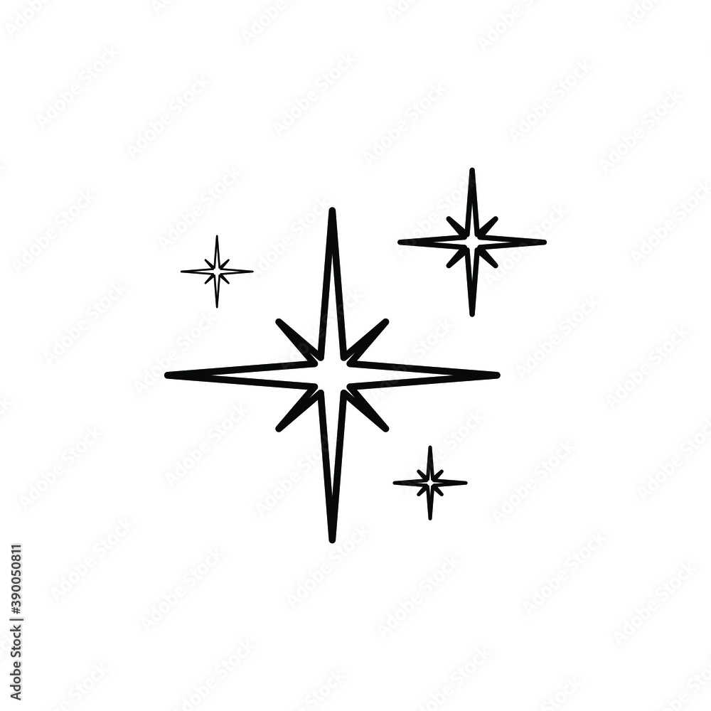 Shine icon, Clean star icon on white background Shine icon, Clean star icon on white background