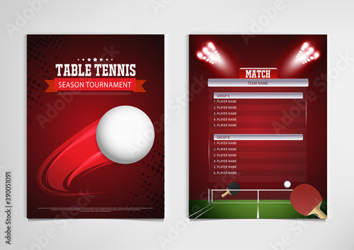 Ping Pong or table Tennis tournament. poster or banner vector template design EPS10.