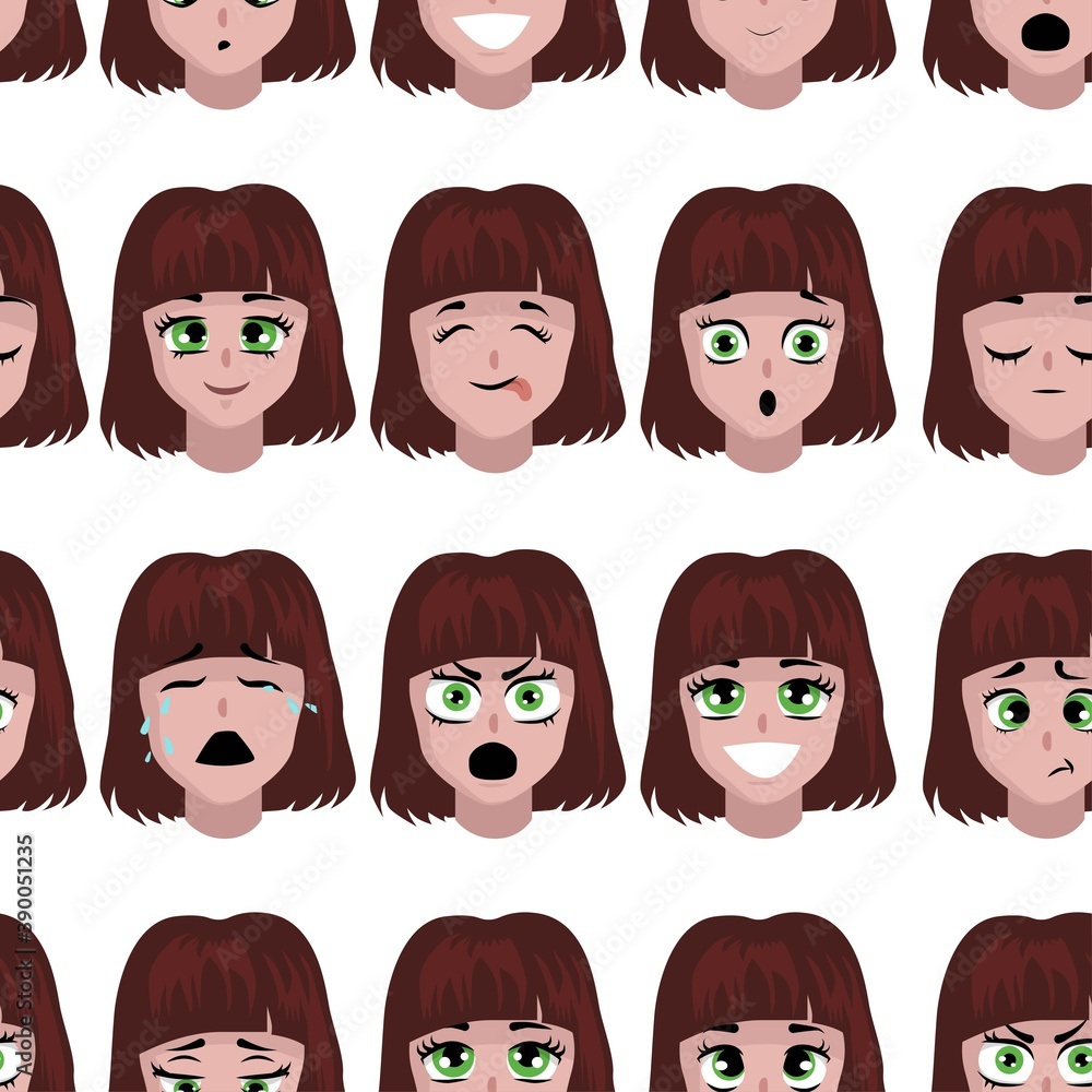Cute comic seamless pattern with funny faces on yellow background. Vector cartoon texture. Cute comic seamless pattern with funny faces on yellow background. Vector cartoon texture.