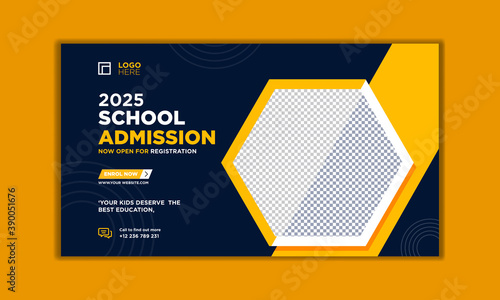 School admission web banner or social banner template premium