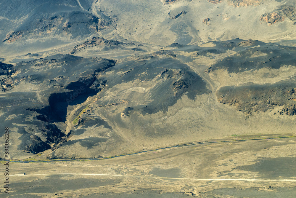 Fototapeta premium Icelandic landscape aerial photography captured from touristic airplane