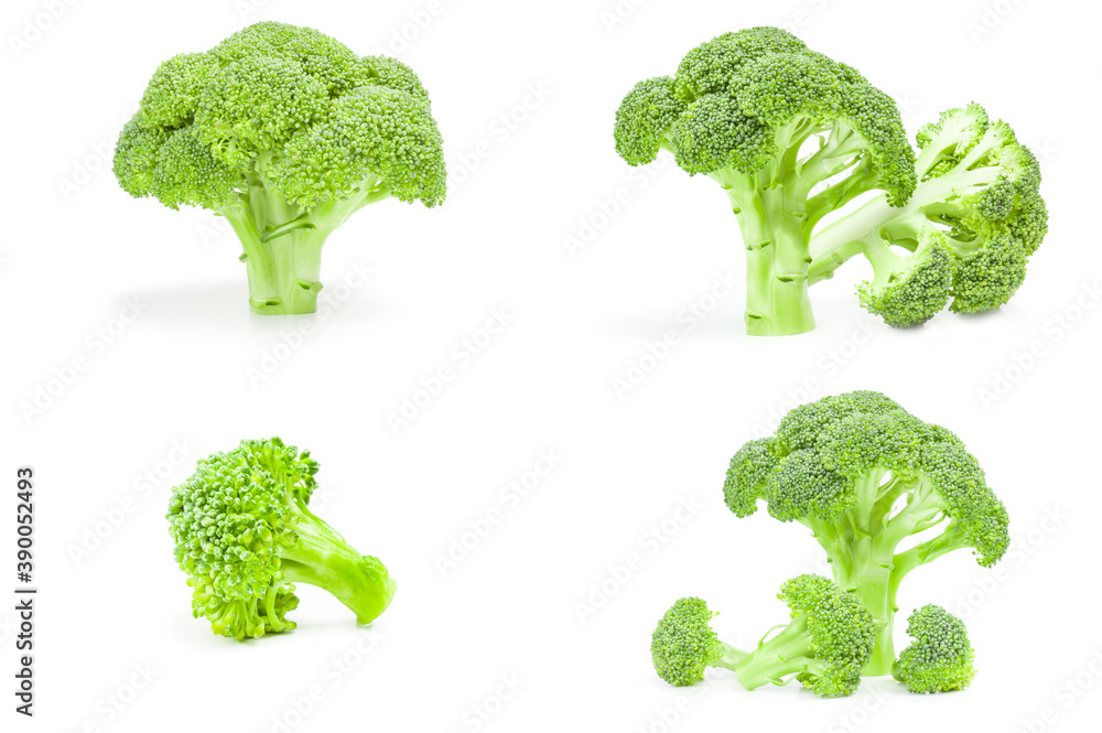 Collage of fresh head of broccoli Collage of fresh head of broccoli