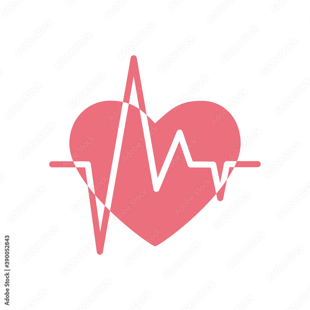 Heart with a life line, icon, logo, sign, symbol. Monochrome vector illustration in flat style Heart with a life line, icon, logo, sign, symbol. Monochrome vector illustration in flat style