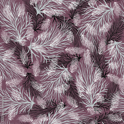 Fototapeta Naklejka Na Ścianę i Meble -  Floral seamless pattern on a pink background. Vector illustration. Design for wrapping, card, print, fabric.