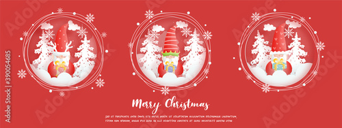 Christmas card with Genomes, Paper cut style. 