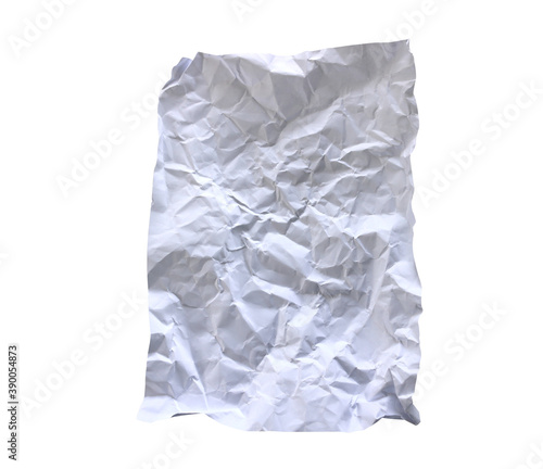 Crumpled paper sheet isolated on white background.
