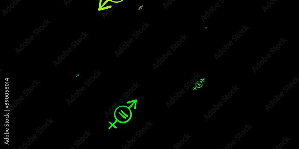 Dark Green, Yellow vector backdrop with woman's power symbols. Dark Green, Yellow vector backdrop with woman's power symbols.