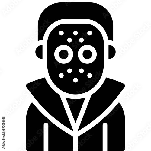 Masked murderer costume icon, Halloween costume party
