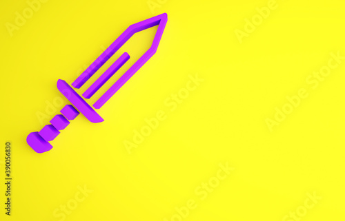 Foto Purple Sword icon isolated on yellow background