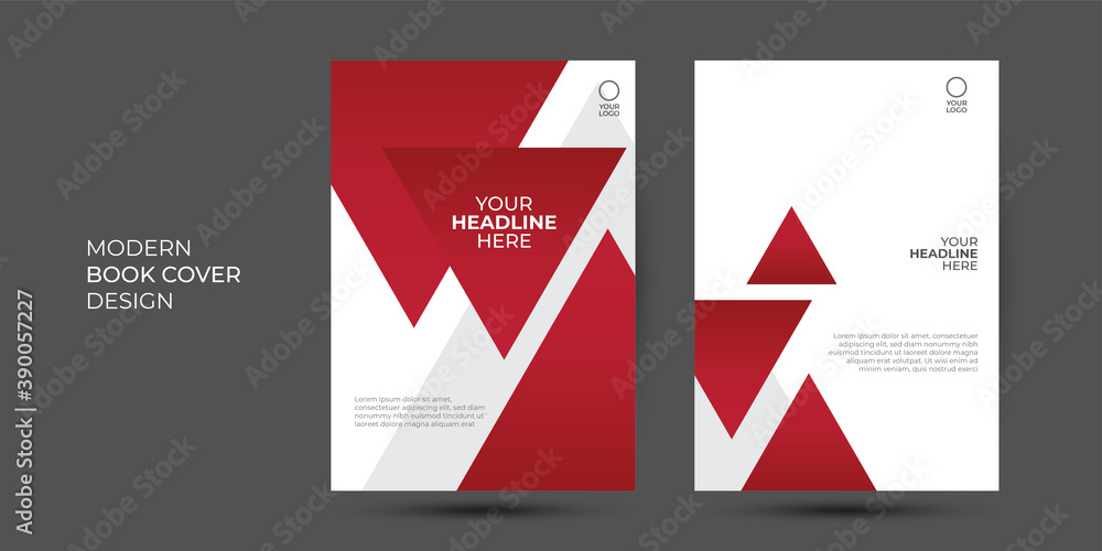Red White Triangle Vector cover business proposal Leaflet Brochure Flyer template design, book cover layout design, abstract business presentation template