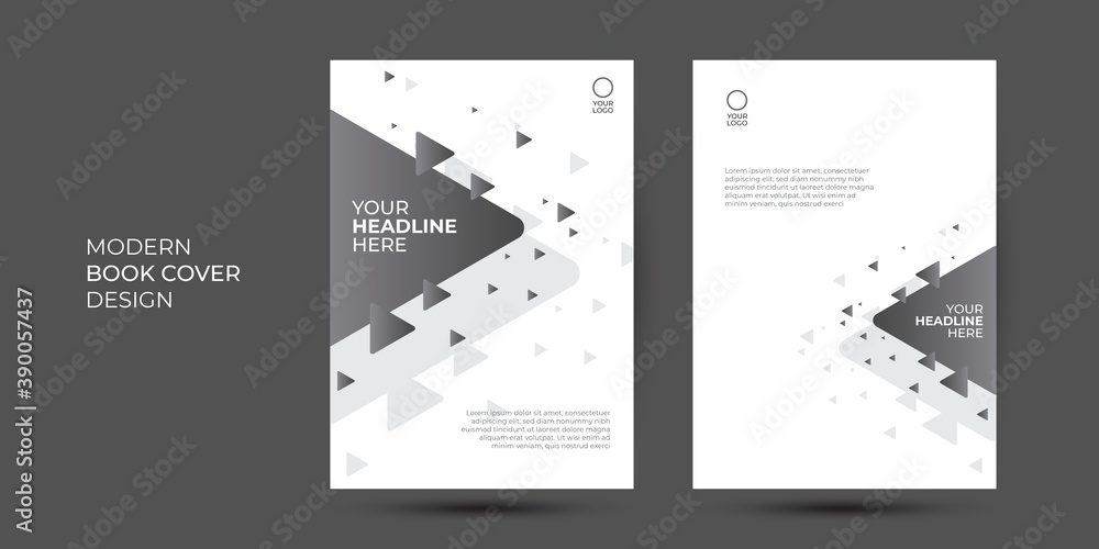 Black and white design template for poster flyer brochure cover. Graphic design layout with triangle graphic elements and space for photo background 