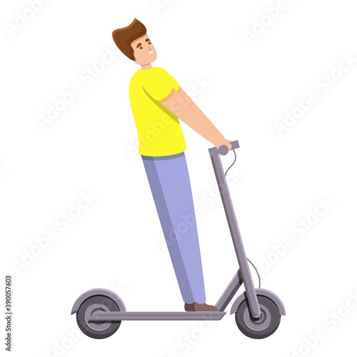 Boy electric scooter icon. Cartoon of boy electric scooter vector icon for web design isolated on white background