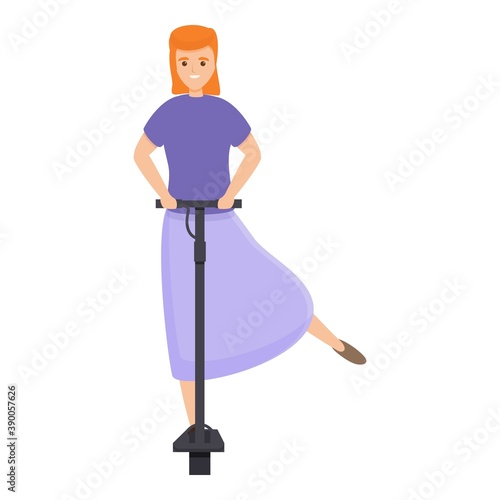 Girl ride electric scooter icon. Cartoon of girl ride electric scooter vector icon for web design isolated on white background