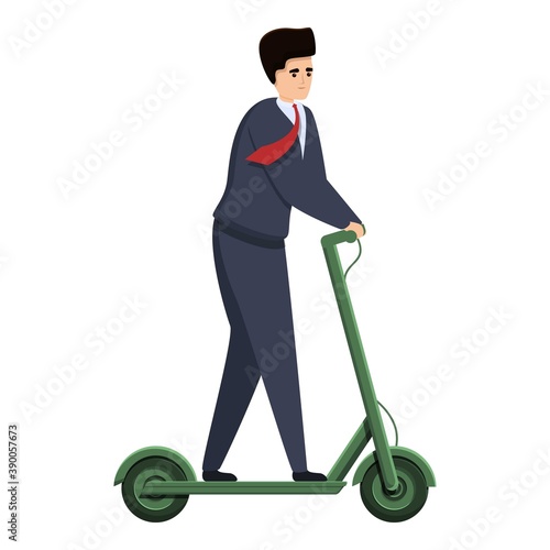 Businessman electric scooter icon. Cartoon of businessman electric scooter vector icon for web design isolated on white background