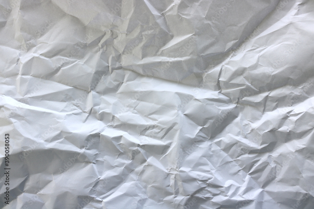White background Wrinkled paper, top view White background Wrinkled paper, top view