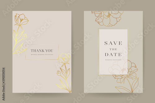 Online wedding invitations vector template. Save the date, Thank you cards, RSVP, digital wedding anniversary cards . Electronic wedding card design for wedding celebration. Vector illustration..