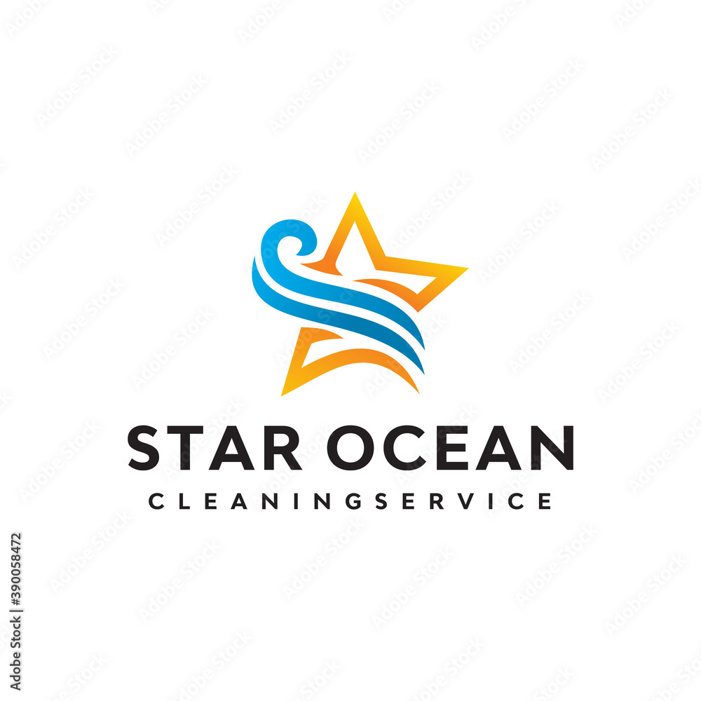 Star And Wave Logo Design Vector
