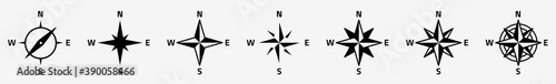 Compass Icon Set | Compasses Vector Illustration Logo | Compass Icons Isolated Collection