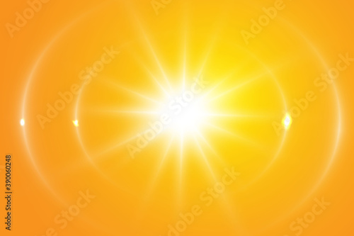  Warm sun on a yellow background. Leto.bliki solar rays